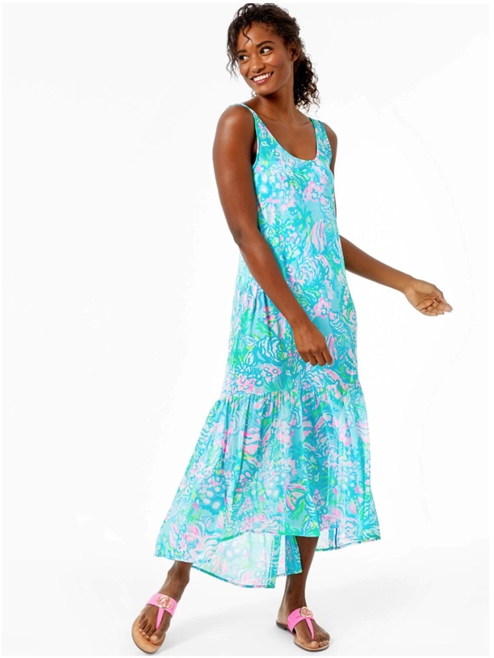Lilly Pulizter Camellia Cover Up Dress Blue Ibiza sz XS